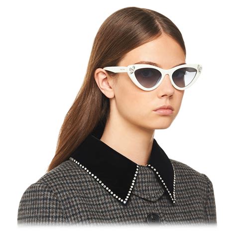 miu miu white logomania cat eye|Women's Eyewear & Sunglasses .